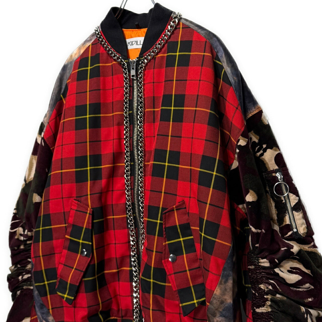 KIDILL ANARCHY Smiley Chain Paneled Bomber Jacket Free Size