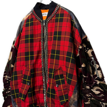 KIDILL ANARCHY Smiley Chain Paneled Bomber Jacket Free Size