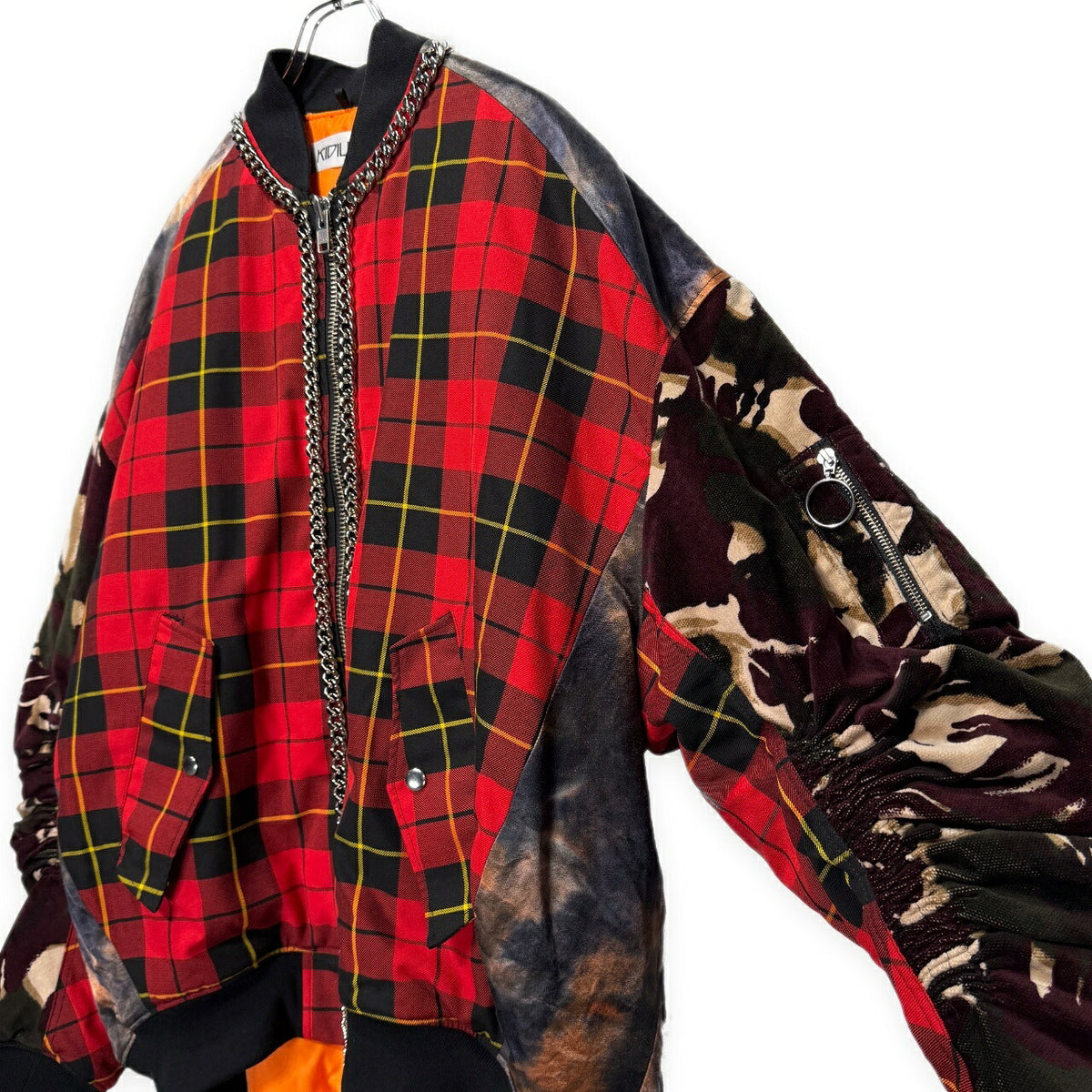 KIDILL ANARCHY Smiley Chain Paneled Bomber Jacket Free Size