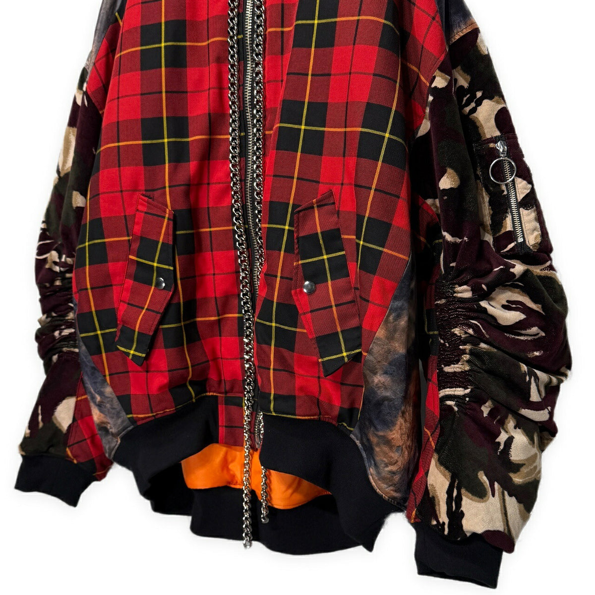 KIDILL ANARCHY Smiley Chain Paneled Bomber Jacket Free Size