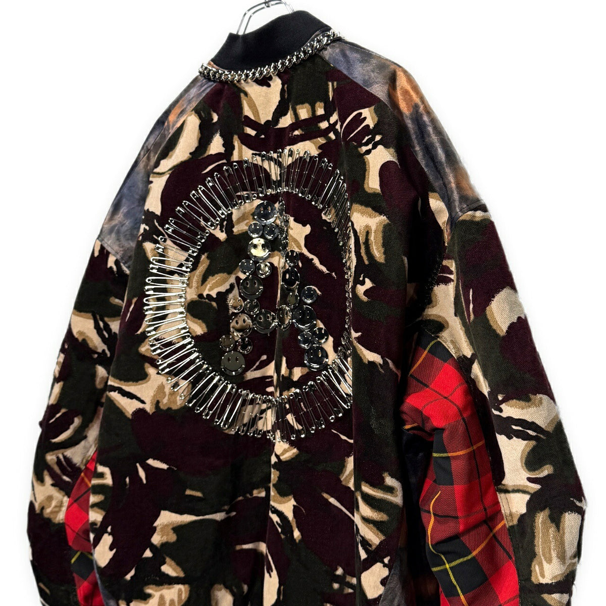 KIDILL ANARCHY Smiley Chain Paneled Bomber Jacket Free Size