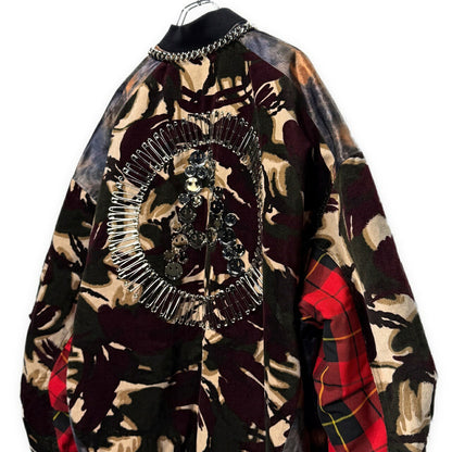 KIDILL ANARCHY Smiley Chain Paneled Bomber Jacket Free Size