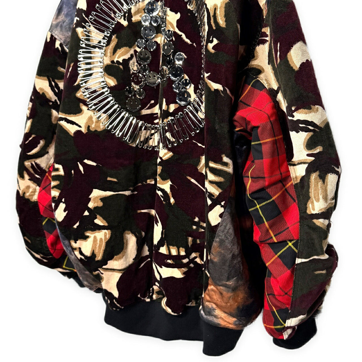 KIDILL ANARCHY Smiley Chain Paneled Bomber Jacket Free Size