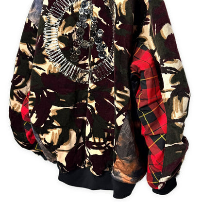 KIDILL ANARCHY Smiley Chain Paneled Bomber Jacket Free Size