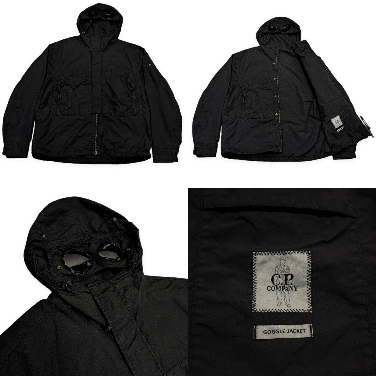 C.P. COMPANY Garment Dye Goggle Nylon Jacket Black Size M