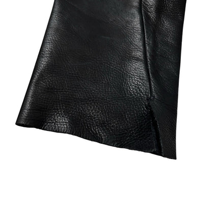 Obscur Cow Leather Hook Fly Side Slit Casual Pants Black