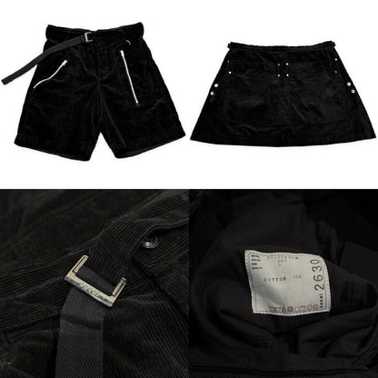 sacai 21AW Cotton Corduroy Bum Flap Shorts Black Size 3