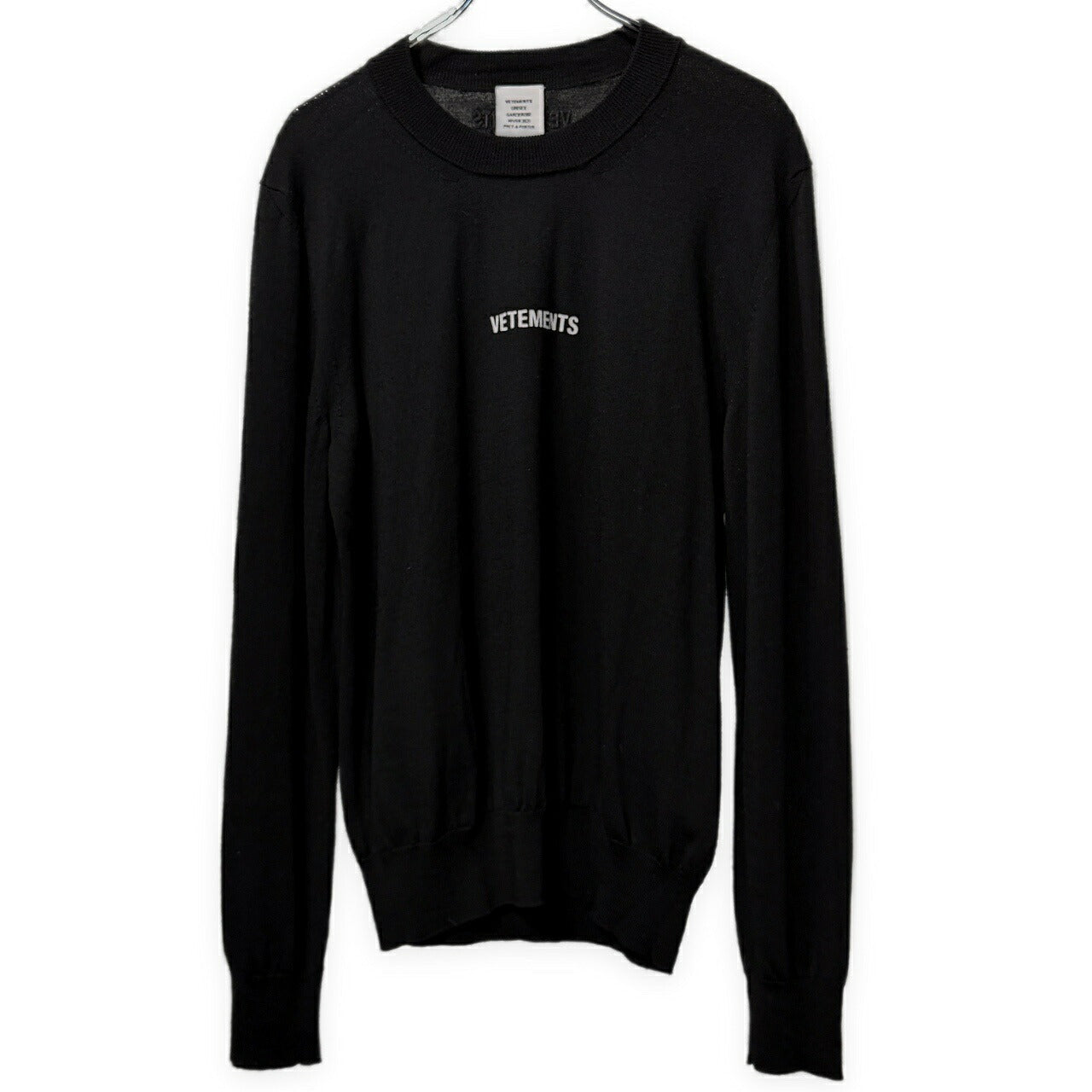 VETEMENTS 21AW Logo Embroidered Merino Knit Black Size XL