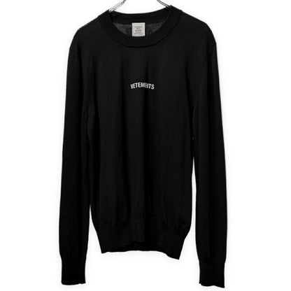 VETEMENTS 21AW Logo Embroidered Merino Knit Black Size XL