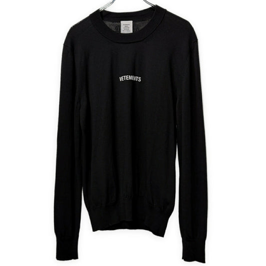 VETEMENTS 21AW Logo Embroidered Merino Knit Black Size XL