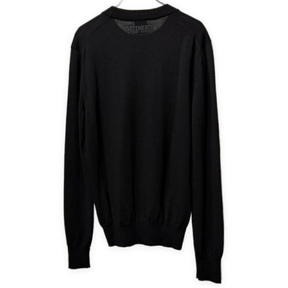 VETEMENTS 21AW Logo Embroidered Merino Knit Black Size XL