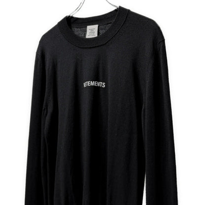 VETEMENTS 21AW Logo Embroidered Merino Knit Black Size XL