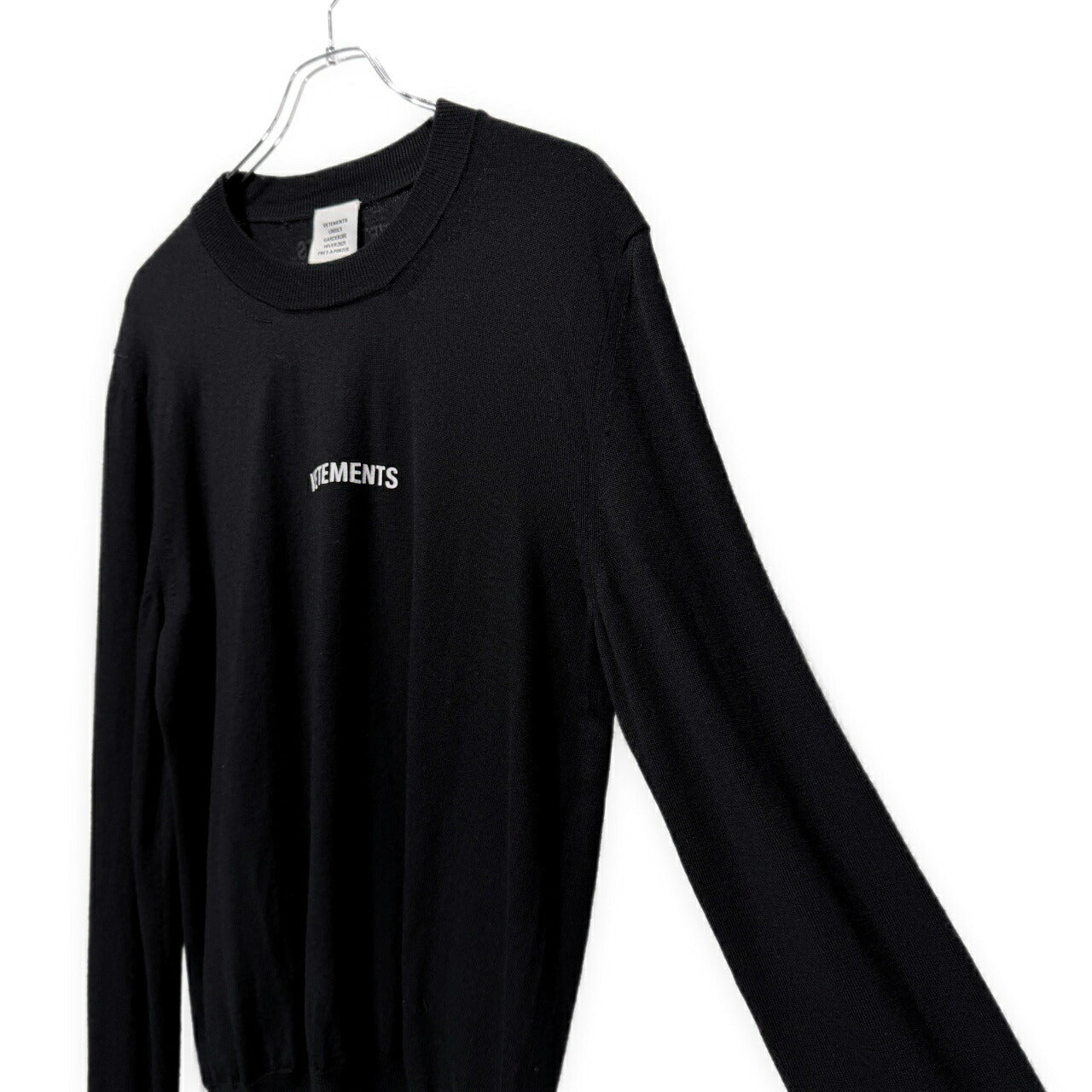 VETEMENTS 21AW Logo Embroidered Merino Knit Black Size XL