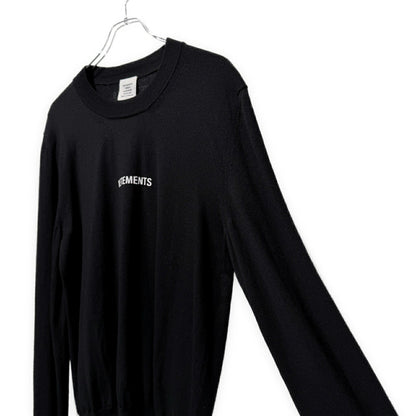 VETEMENTS 21AW Logo Embroidered Merino Knit Black Size XL