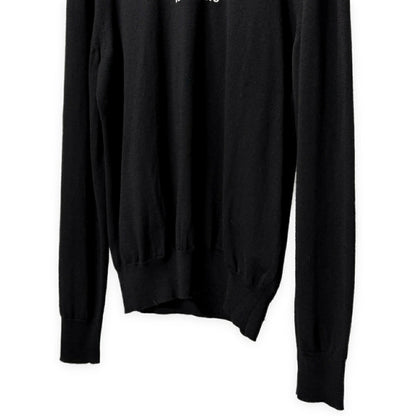 VETEMENTS 21AW Logo Embroidered Merino Knit Black Size XL