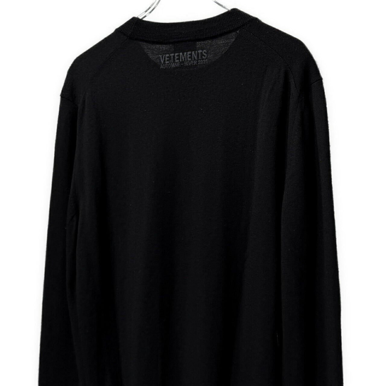 VETEMENTS 21AW Logo Embroidered Merino Knit Black Size XL