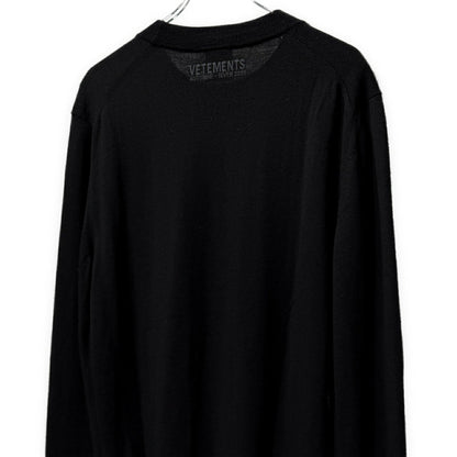 VETEMENTS 21AW Logo Embroidered Merino Knit Black Size XL