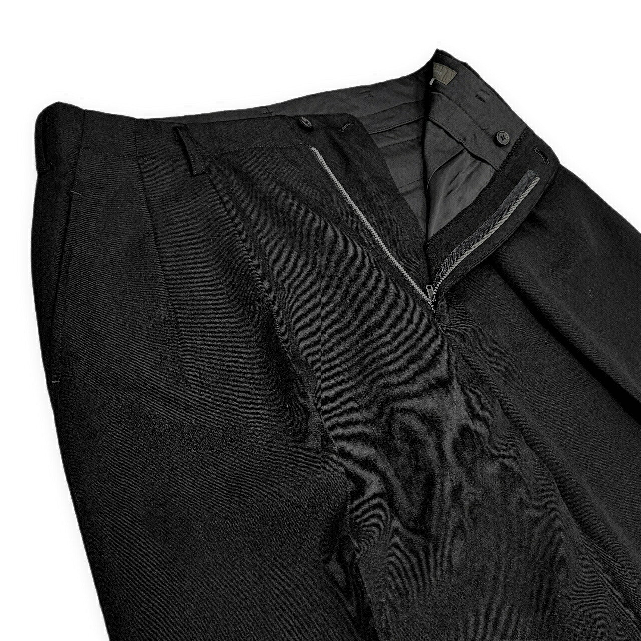 Y's for men 90s Wool Gabardine 2-Tuck Pants Black Size M