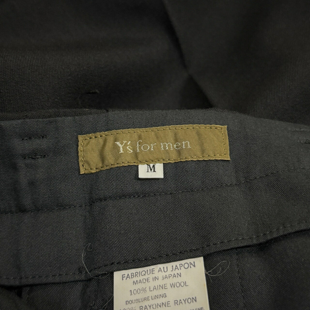 Y's for men 90s Wool Gabardine 2-Tuck Pants Black Size M
