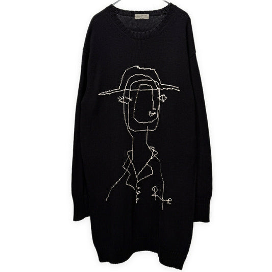 Yohji Yamamoto PH 16AW Miyazawa Drawing Slit Knit Blk Size 3
