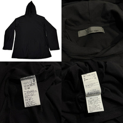 Y's for men 25AW Jersey Rib Panel Hoodie Black Size 3