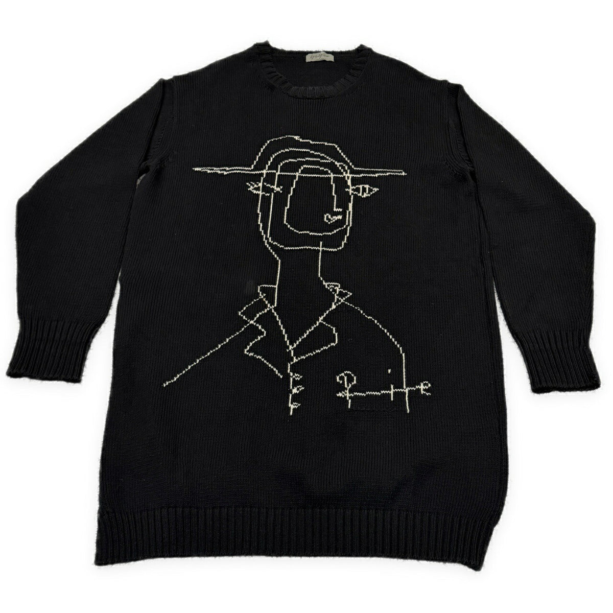 Yohji Yamamoto PH 16AW Miyazawa Drawing Slit Knit Blk Size 3