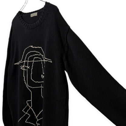 Yohji Yamamoto PH 16AW Miyazawa Drawing Slit Knit Blk Size 3