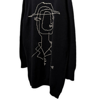Yohji Yamamoto PH 16AW Miyazawa Drawing Slit Knit Blk Size 3
