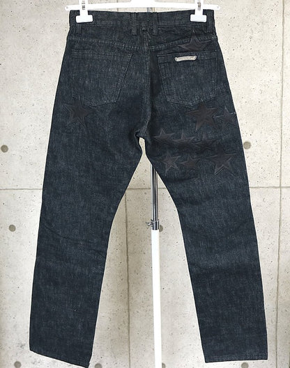 CHROME HEARTS Flare Knee Star Patch Cross Jeans Blue Size 30