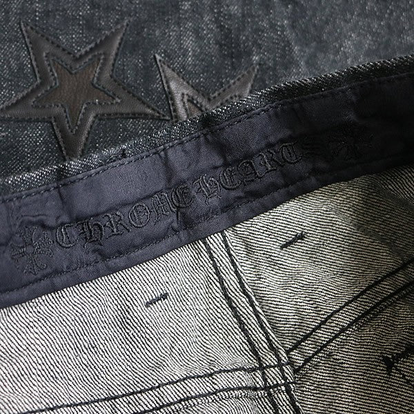 CHROME HEARTS Flare Knee Star Patch Cross Jeans Blue Size 30