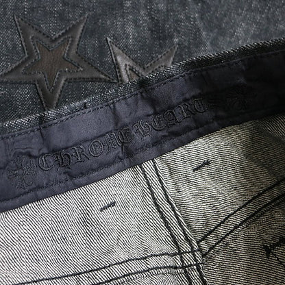 CHROME HEARTS Flare Knee Star Patch Cross Jeans Blue Size 30