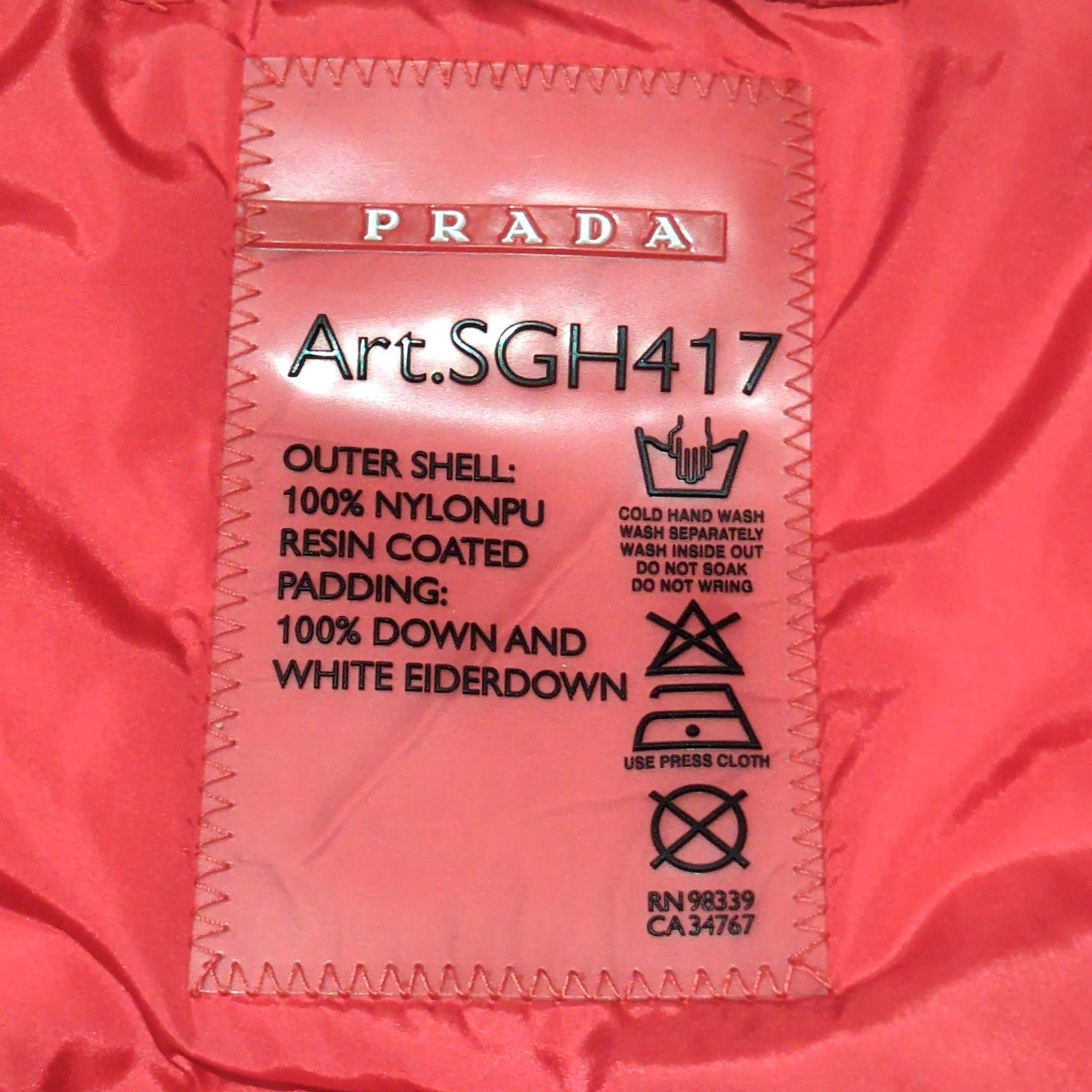 PRADA SPORT Triangle Plate Down Jacket Multi Size 52
