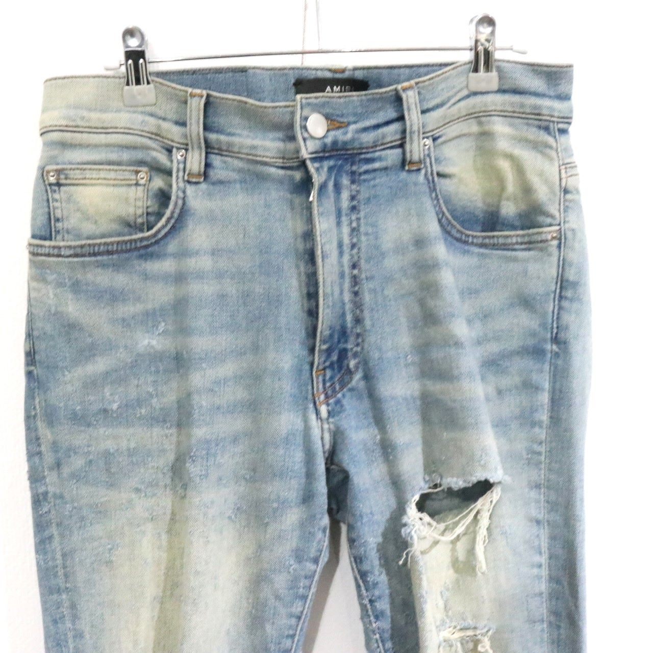 AMIRI Distressed Ripped Skinny Stretch Jeans Blue Size 31