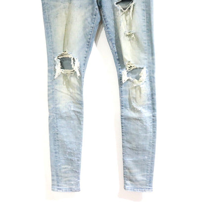 AMIRI Distressed Ripped Skinny Stretch Jeans Blue Size 31