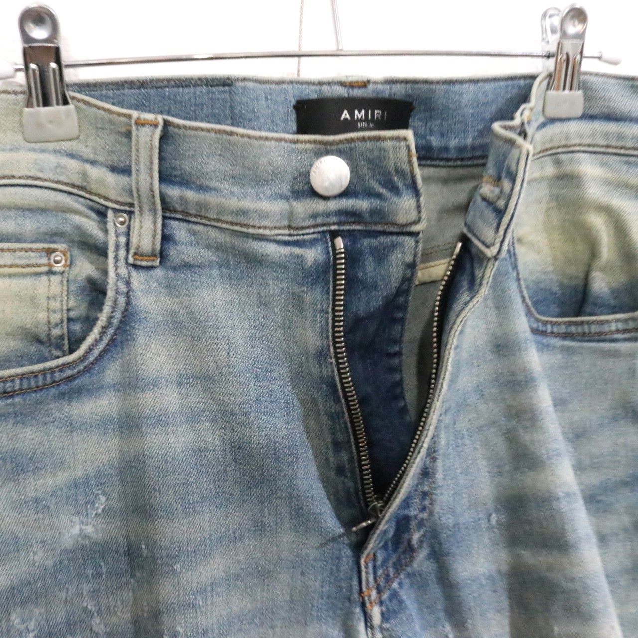 AMIRI Distressed Ripped Skinny Stretch Jeans Blue Size 31