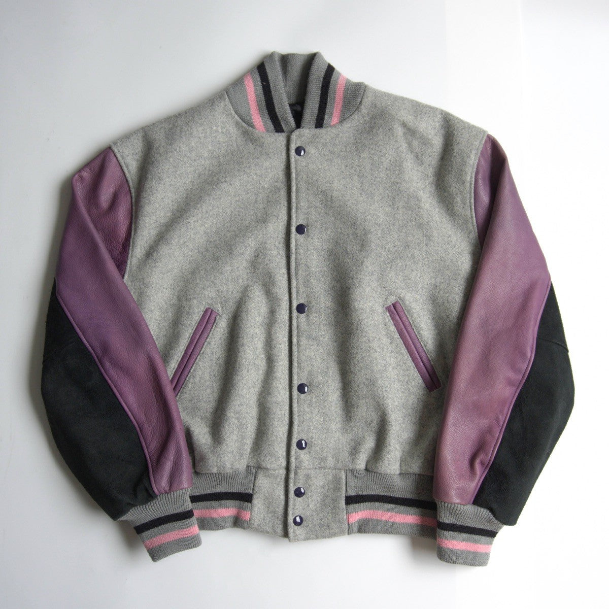 Skookum 46 Melton Leather Varsity Jacket Gray Size 46