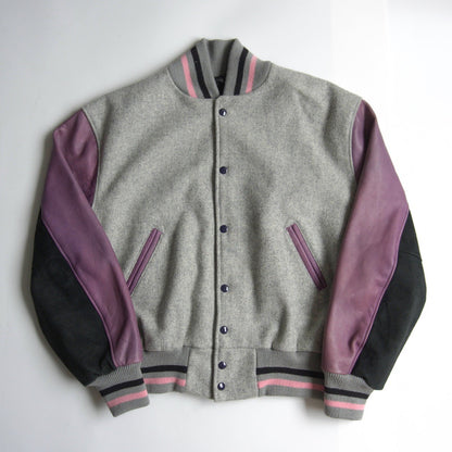 Skookum 46 Melton Leather Varsity Jacket Gray Size 46