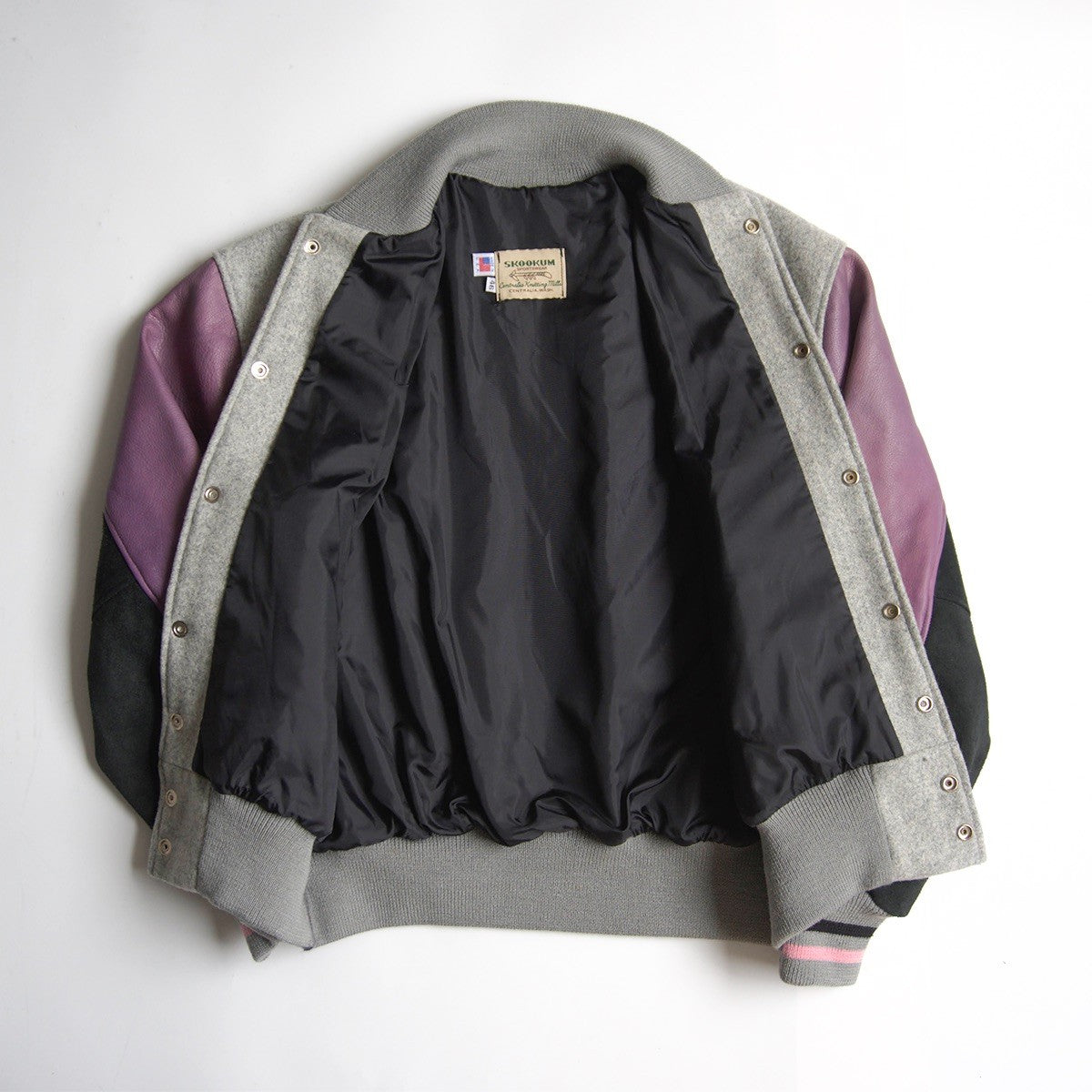 Skookum 46 Melton Leather Varsity Jacket Gray Size 46