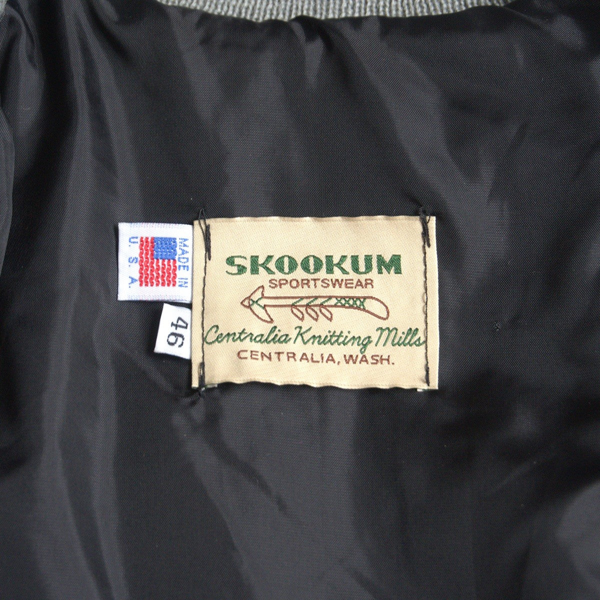 Skookum 46 Melton Leather Varsity Jacket Gray Size 46