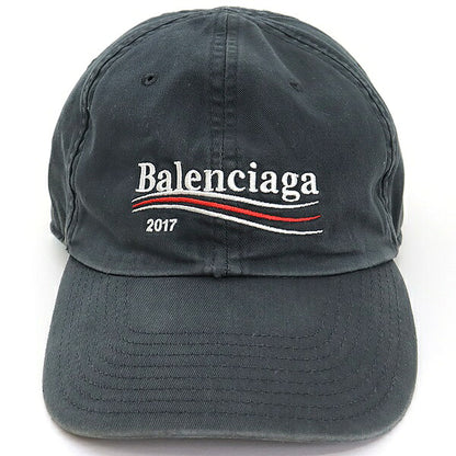 BALENCIAGA 2017 Campaign Distressed Logo Cap Black Size L