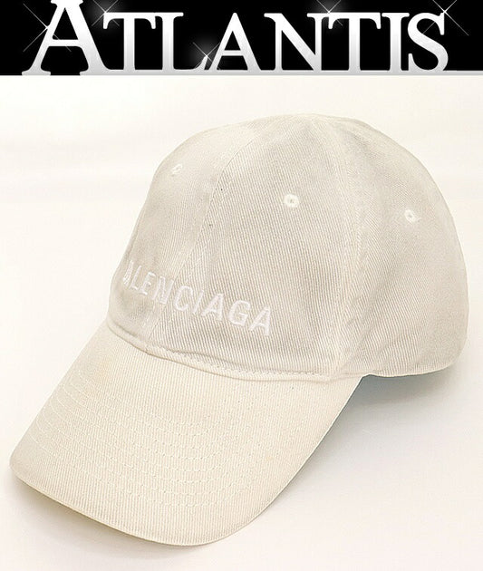 BALENCIAGA Sporty B Distressed Logo Cap White Size S