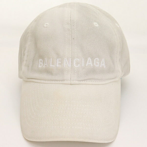 BALENCIAGA Sporty B Distressed Logo Cap White Size S