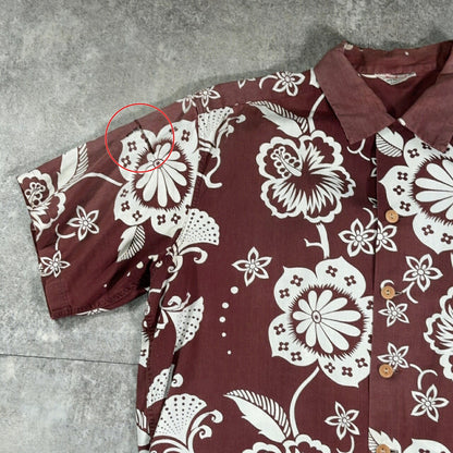 KAMEHAMEHA 60s Cotton Hawaiian Aloha Shirt Brown Size M