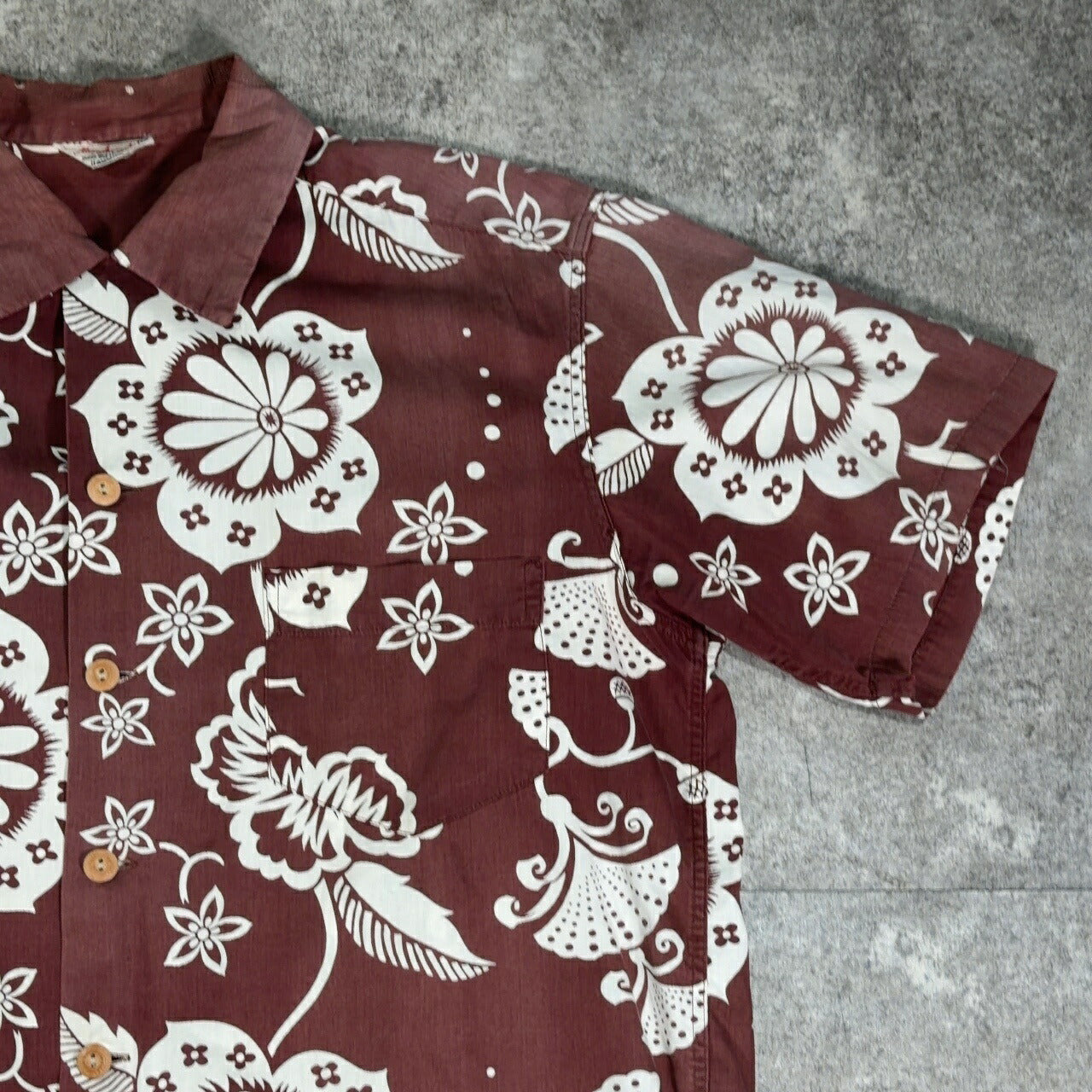 KAMEHAMEHA 60s Cotton Hawaiian Aloha Shirt Brown Size M