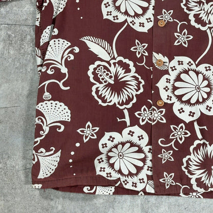 KAMEHAMEHA 60s Cotton Hawaiian Aloha Shirt Brown Size M