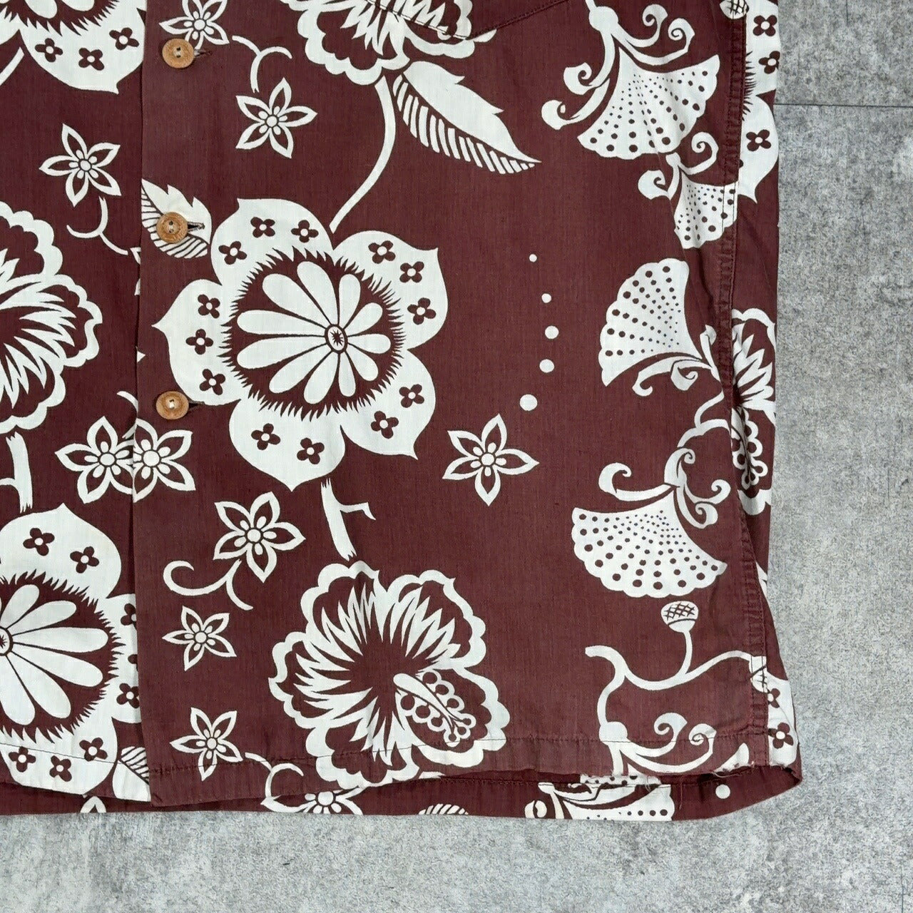 KAMEHAMEHA 60s Cotton Hawaiian Aloha Shirt Brown Size M