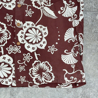 KAMEHAMEHA 60s Cotton Hawaiian Aloha Shirt Brown Size M