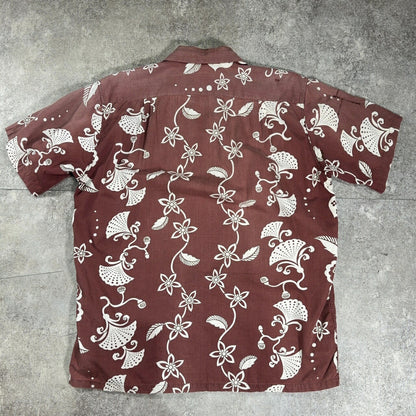 KAMEHAMEHA 60s Cotton Hawaiian Aloha Shirt Brown Size M
