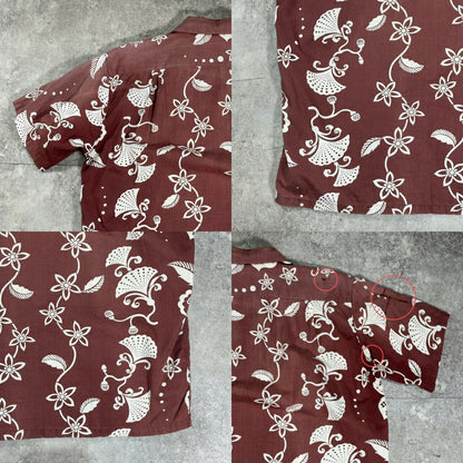 KAMEHAMEHA 60s Cotton Hawaiian Aloha Shirt Brown Size M