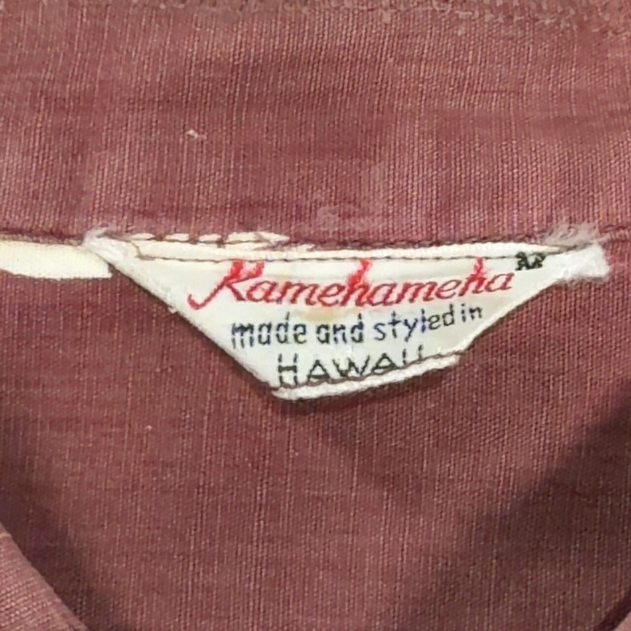KAMEHAMEHA 60s Cotton Hawaiian Aloha Shirt Brown Size M
